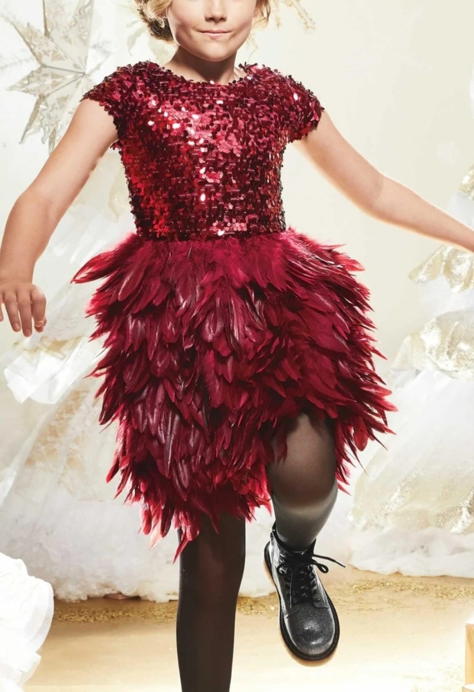 Chasing fireflies feather party dress 4 5 8 10 16 - Picture 8 of 17